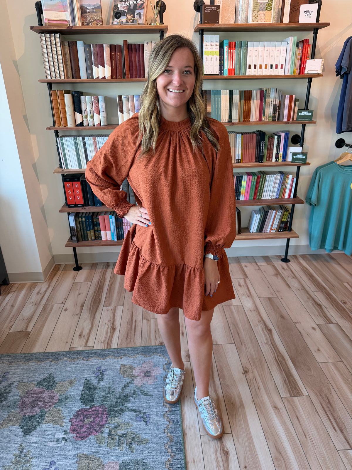 Rust Back Bow Tie Dress