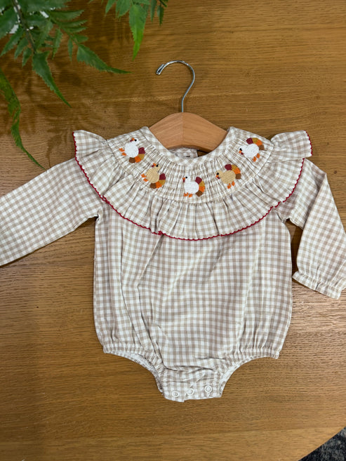Smocked Gingham Turkey Bubble