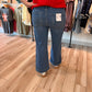 High Rise Stretchy Cuffed Wide Leg Jeans