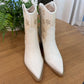 White Mesh Floral Cutout Boots
