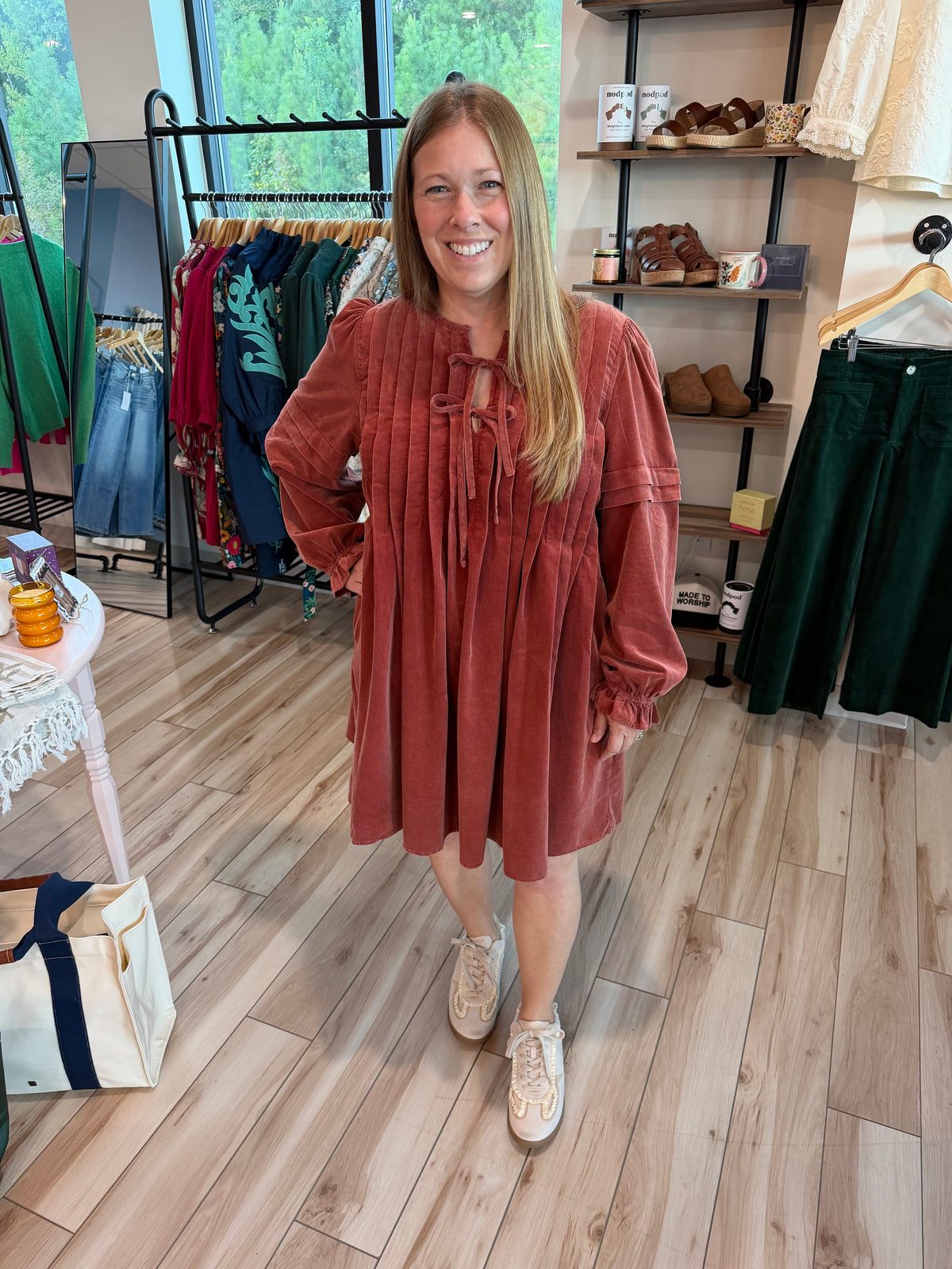 Maroon Corduroy Mini Dress