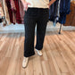 Black Stretchy Cuffed Wide Leg Jeans
