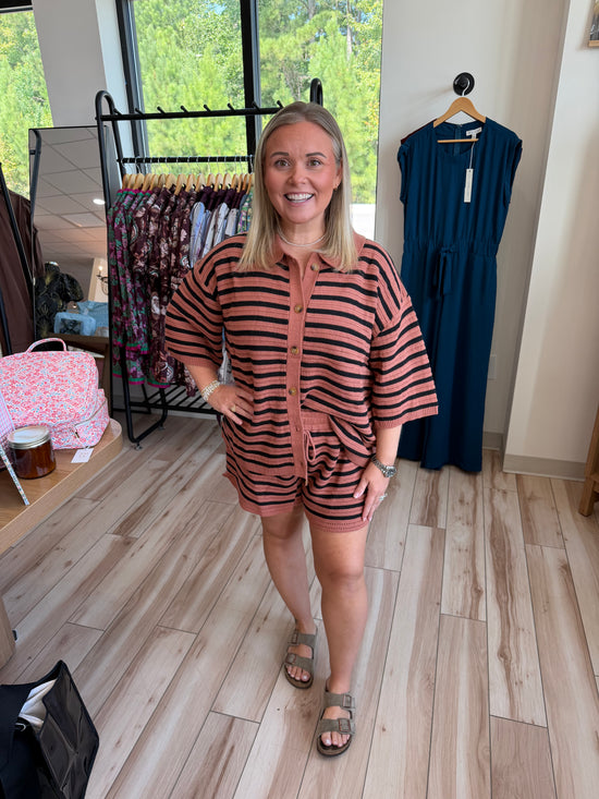 Cinnamon Striped Shorts Set