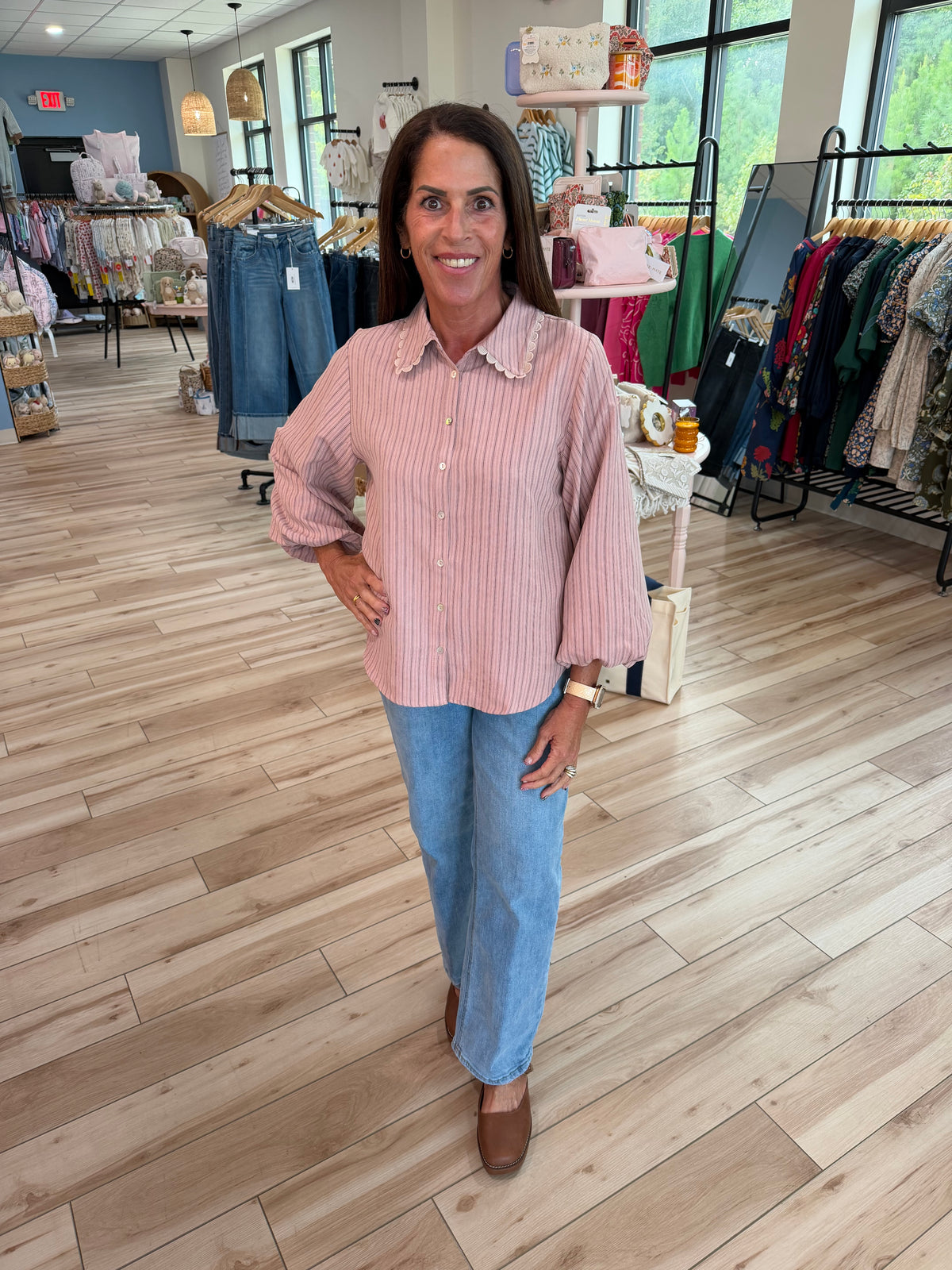 Mauve Button Down Top