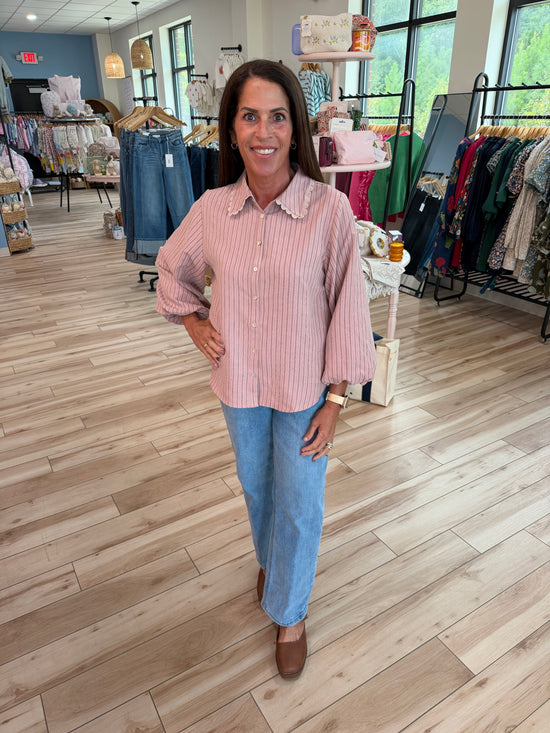 Mauve Button Down Top