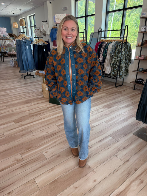 Brown/Navy Cropped Jacket