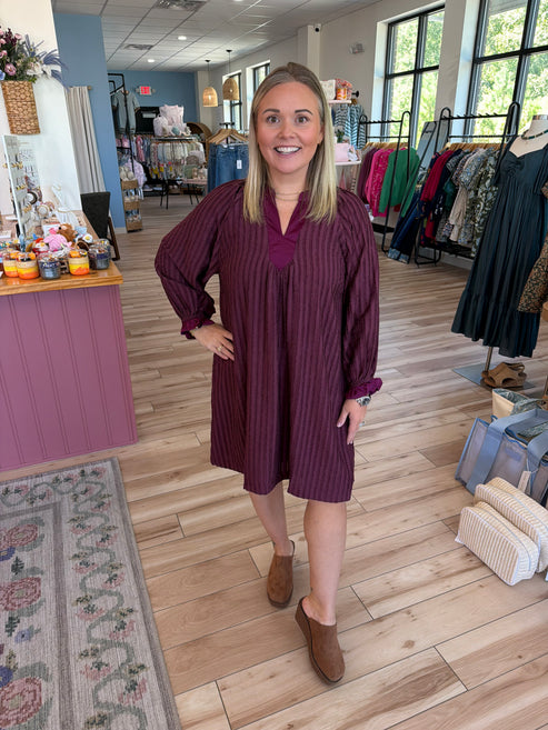 Plum Textured Mini Dress
