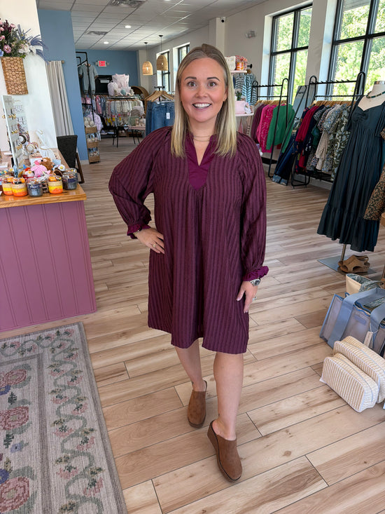 Plum Textured Mini Dress