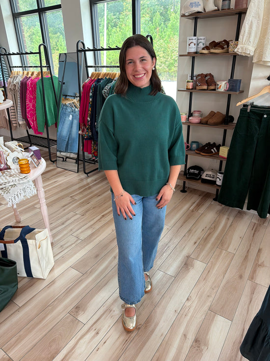 Hunter Green Mock Neck Sweater