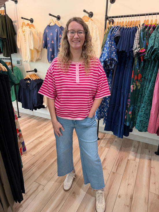 Hot Pink Stripe Sweater Top