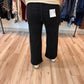 Black Stretchy Cuffed Wide Leg Jeans