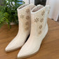 White Mesh Floral Cutout Boots