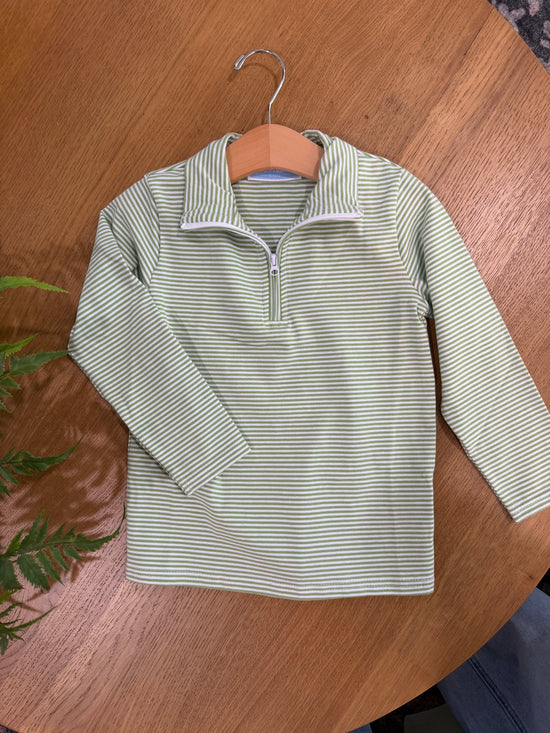 Green Stripe Tucker Pullover