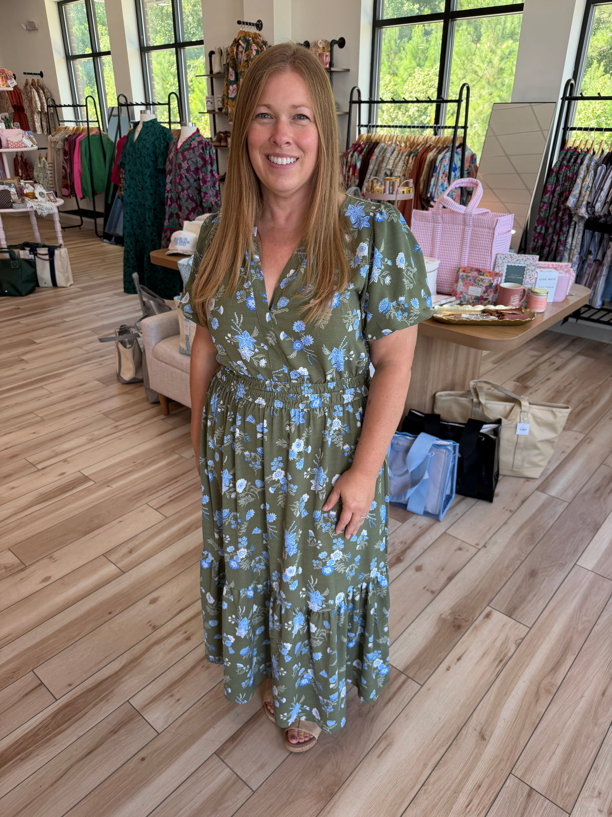 Mistflower Olive Maxi Dress
