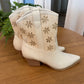 White Mesh Floral Cutout Boots