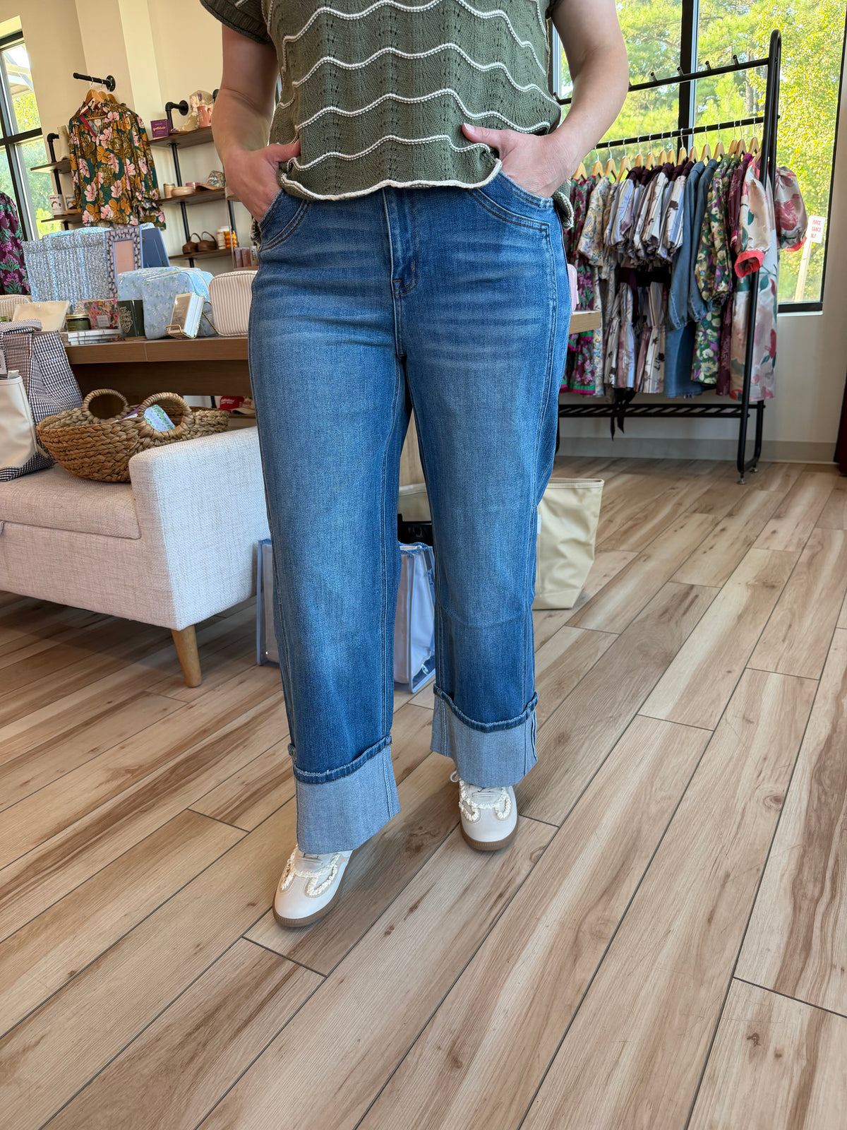 Super High Rise Cuffed Baggy Jeans
