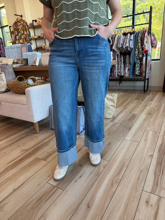 Super High Rise Cuffed Baggy Jeans