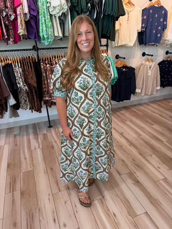 Natural Mix Tie Midi Dress