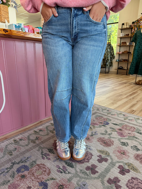 High Rise Dart Barrel Jeans