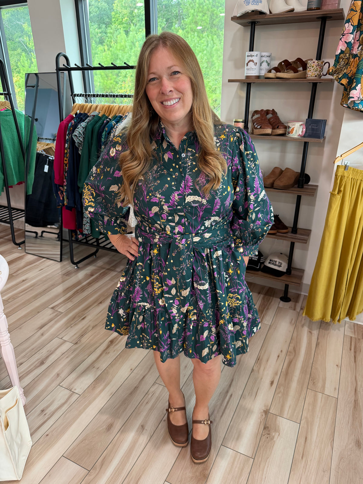 Hunter Green Front Tie Mini Dress
