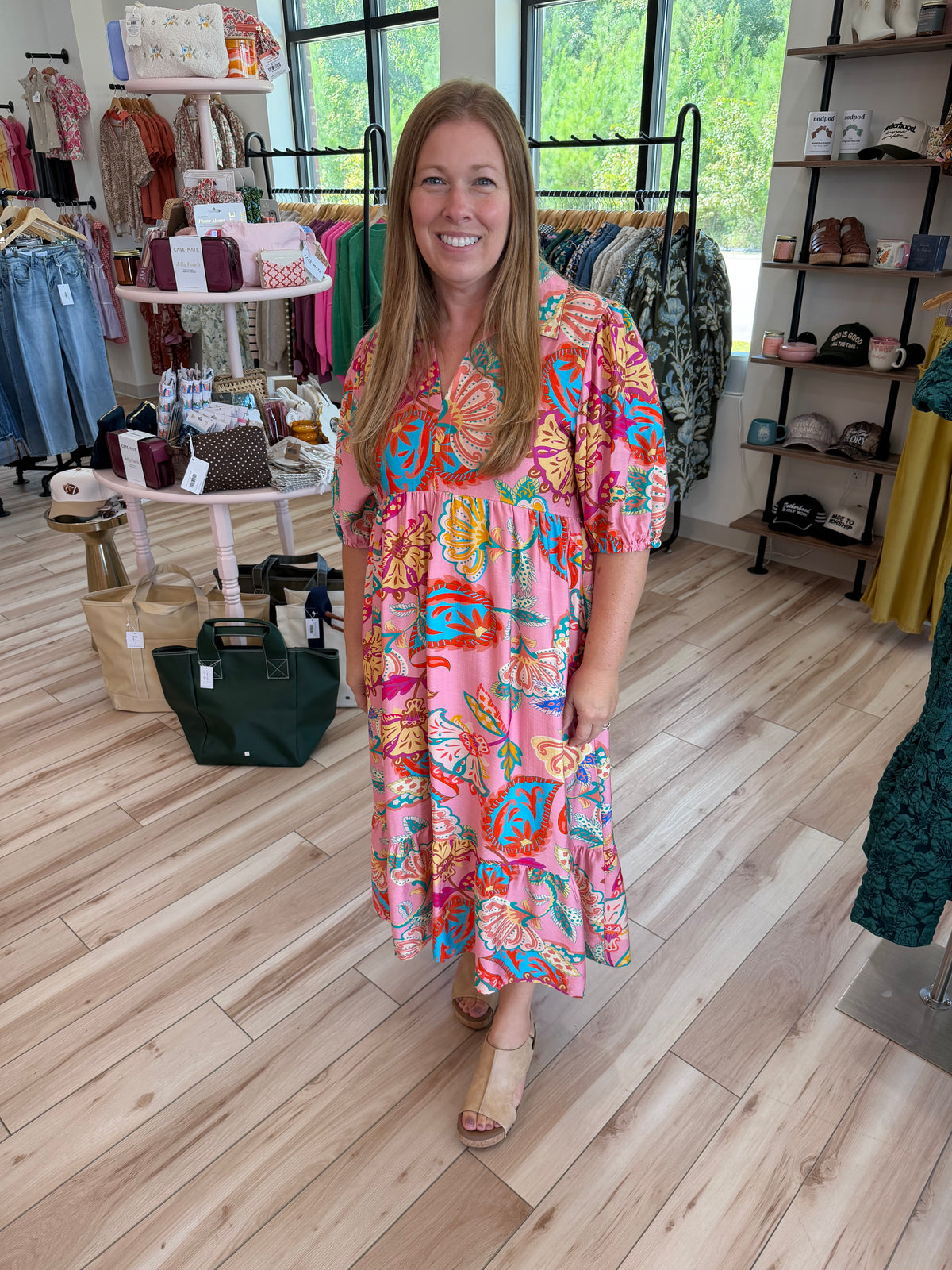 Pink Mix Midi Dress