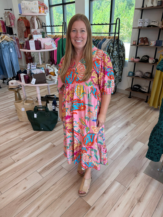 Pink Mix Midi Dress