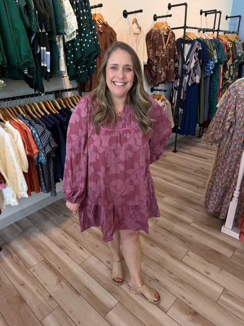 Mauve Textured Babydoll Dress