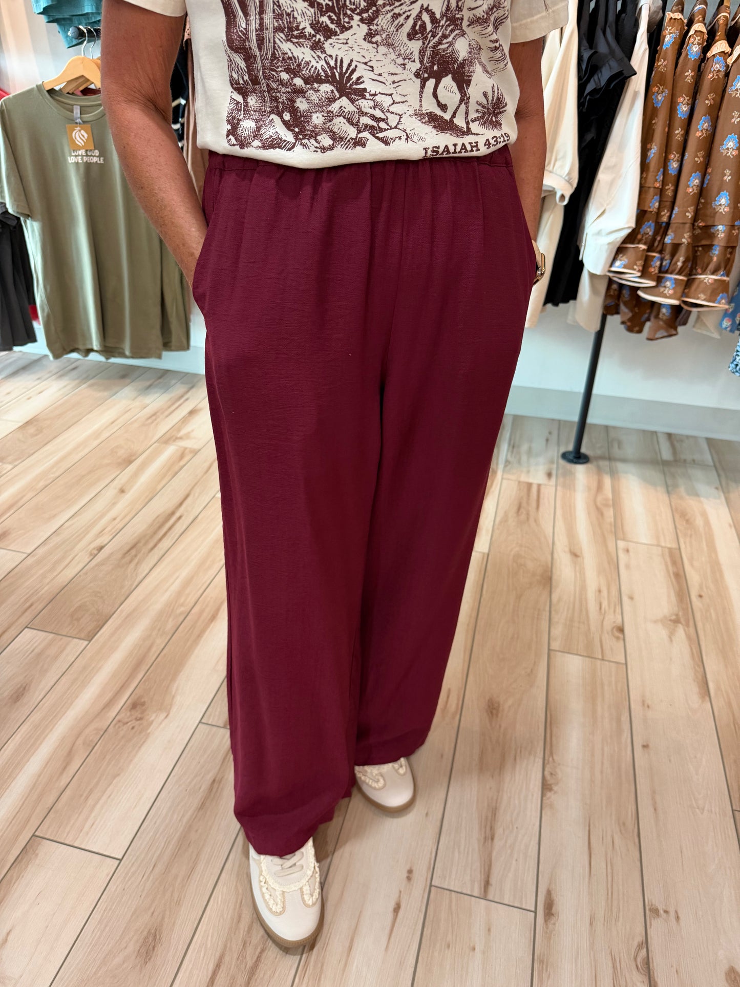 Burgundy Linen Pants