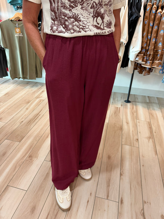 Burgundy Linen Pants