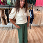 Palm Green Frayed Linen Pants