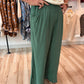 Palm Green Frayed Linen Pants