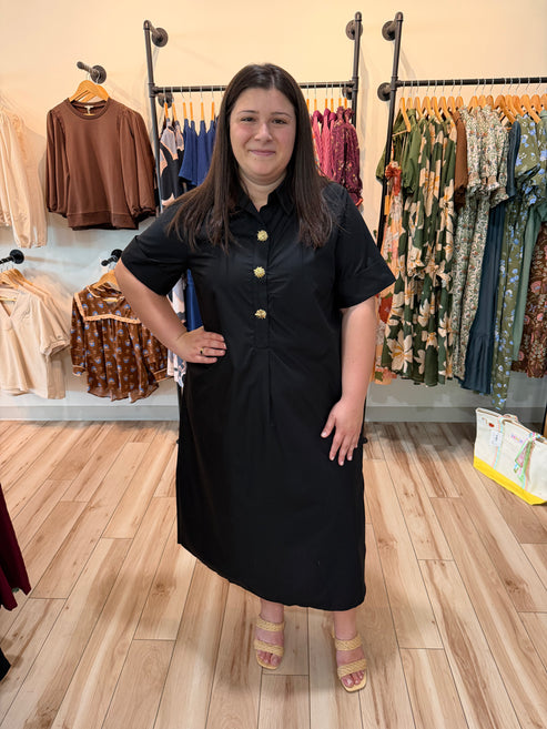 Plus Size Black Midi Dress