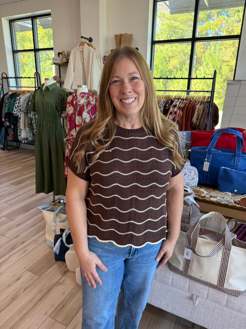 Brown Striped Sweater Top