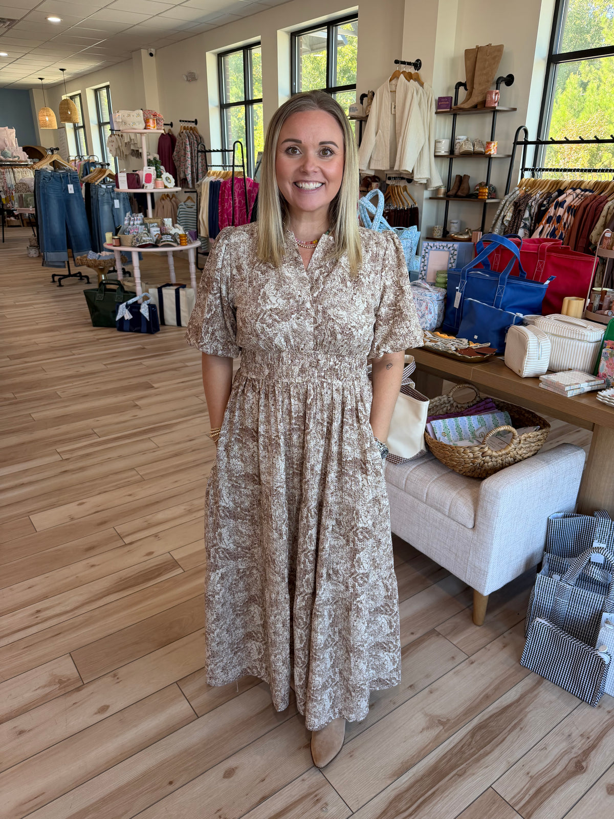 Mocha Tiered Maxi Dress