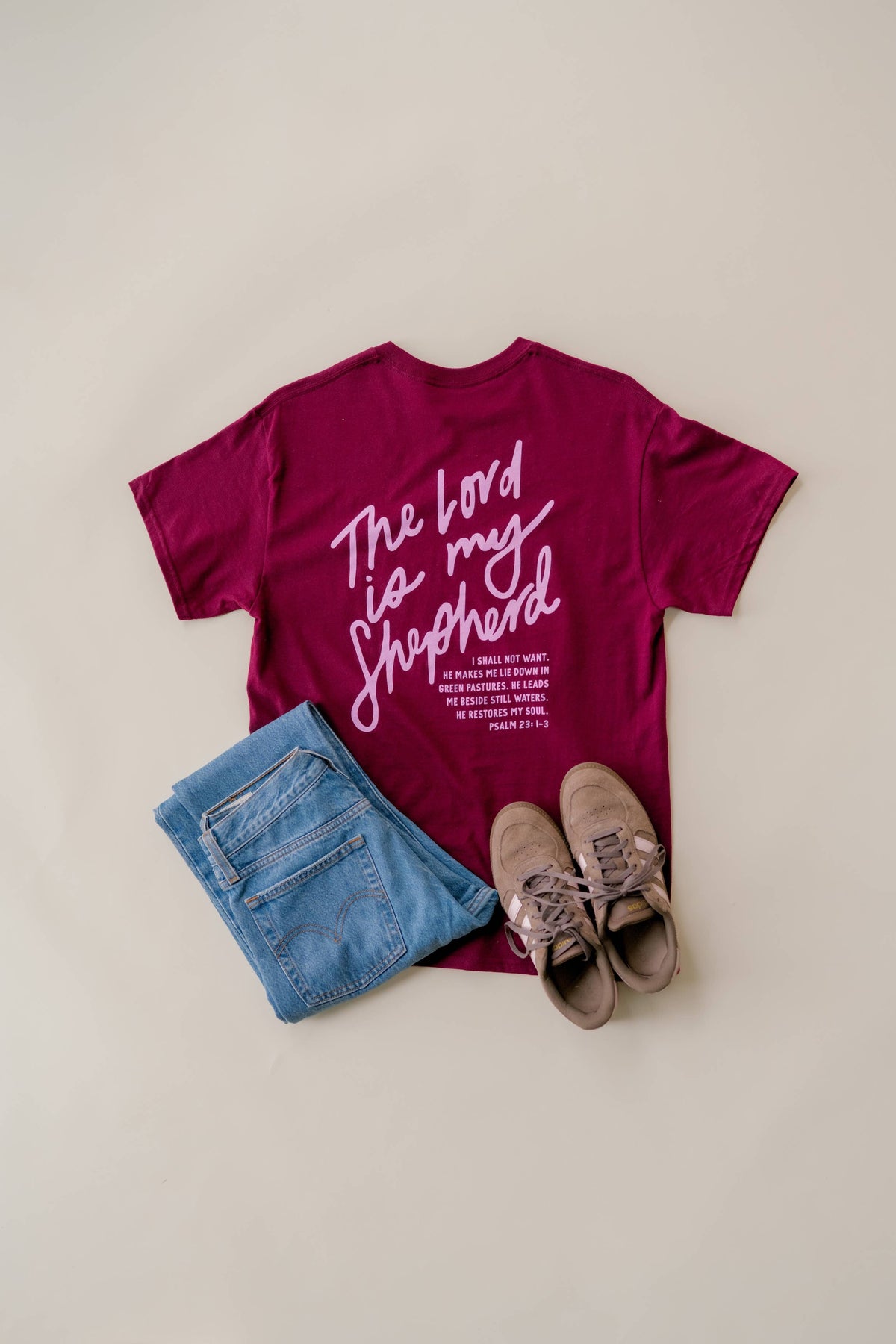 The Lord Is My Shepherd Tee - Maroon